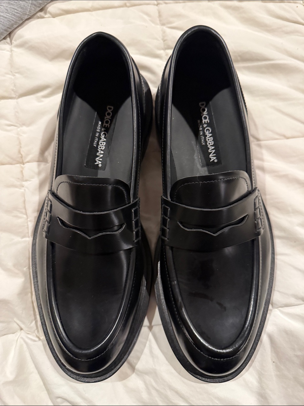 Dolce & Gabbana Black Leather Penny Loafers